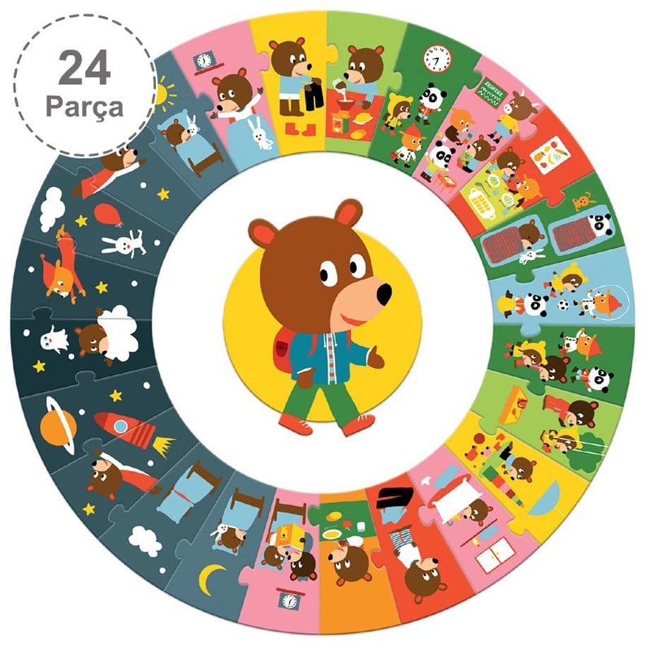 Djeco Yuvarlak Puzzle 24 Parça - Bir Gün 