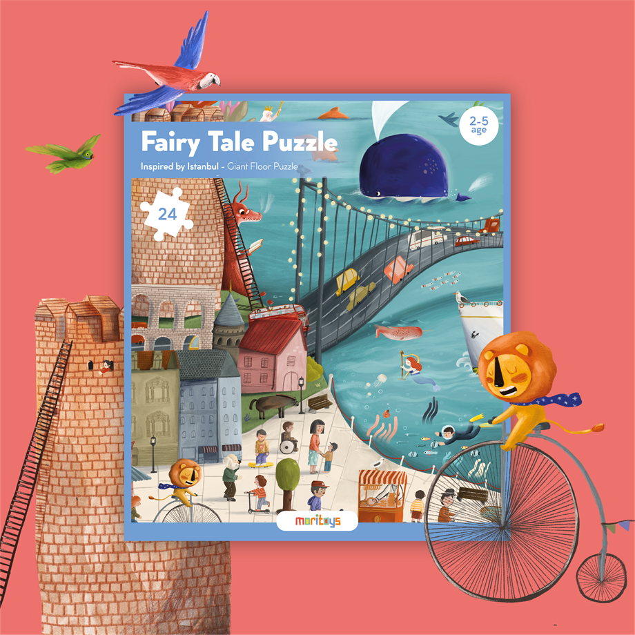Fairy Tale Puzzle - 24 Parça Çantalı Dev Yer Puzzle ve Posteri