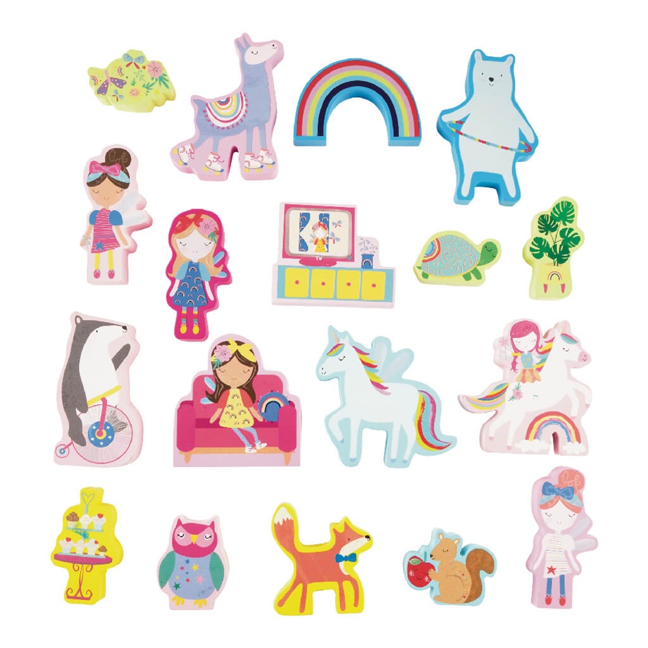 FLOSS & ROCK Ahşap Figürlü Oyun Kutuları / Rainbow 