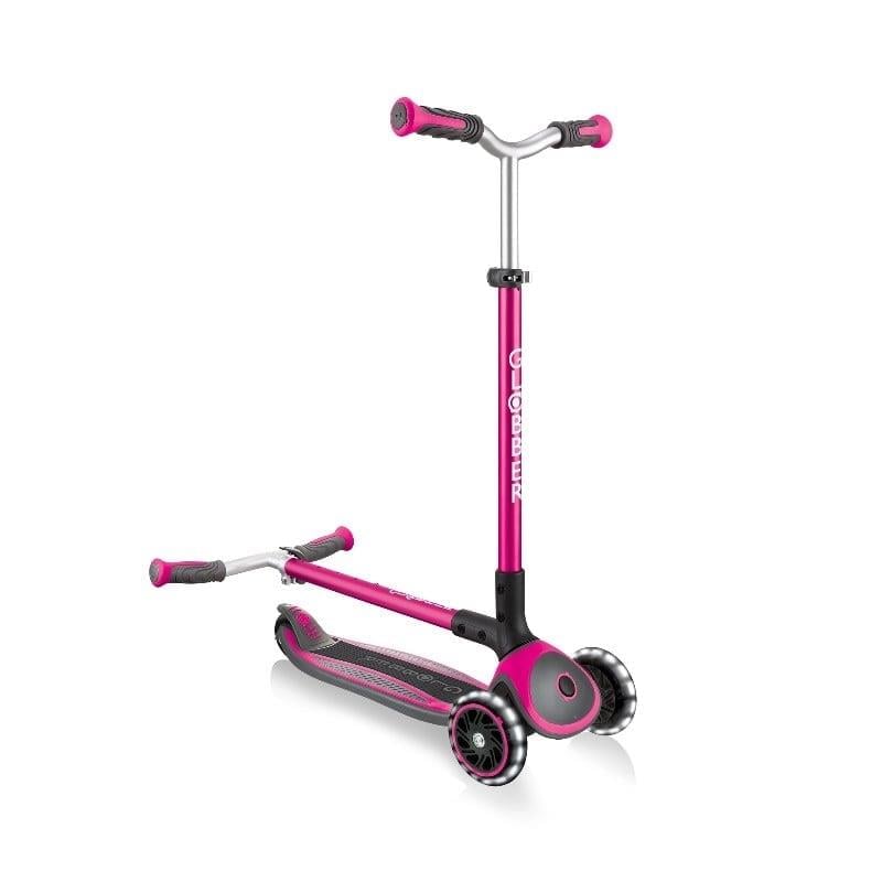 Globber master ışıklı katlanabilir scooter pembe