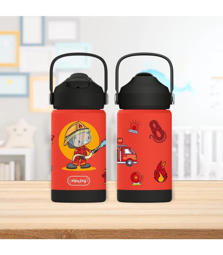 SipnJoy - FlipSip Çocuk Su Termosu | 360 ml - Firefighter Buddy