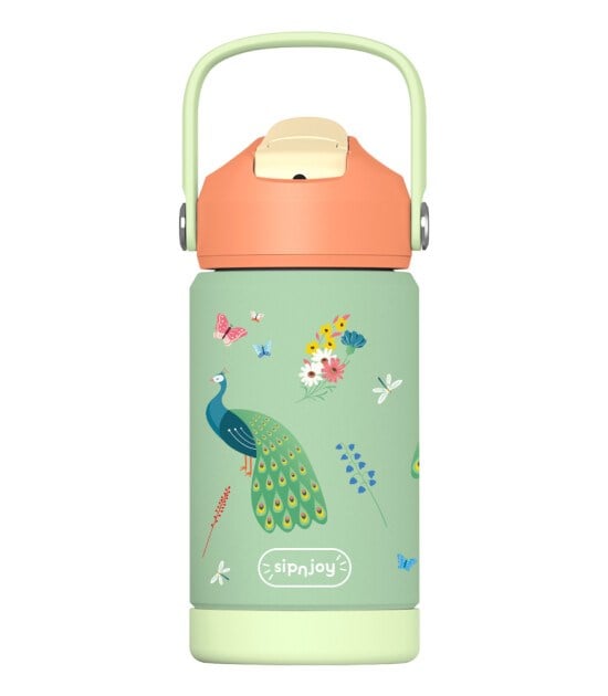 SipnJoy - FlipSip Çocuk Su Termosu | 360 ml - Peacock Queen