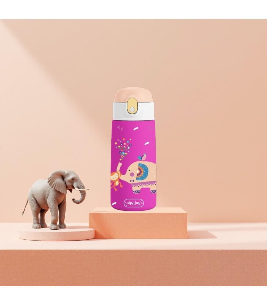 SipnJoy - SipSquad Çocuk Su Termosu | 480 ml - Jolly Elephant