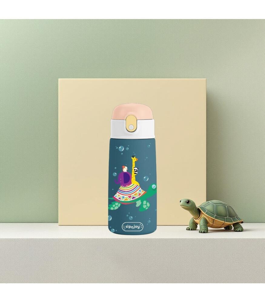 SipnJoy - SipSquad Çocuk Su Termosu | 480 ml - Turtle Voyage