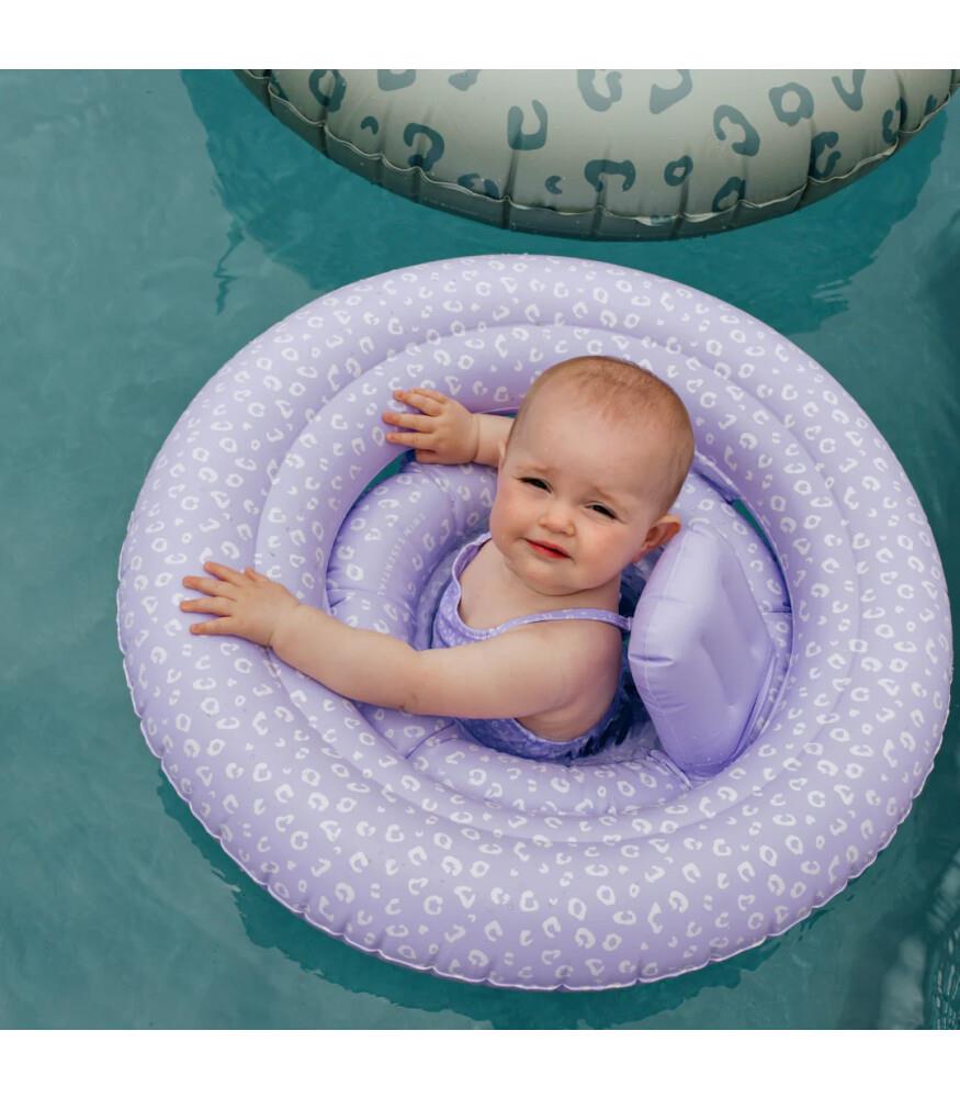 Swim Essentials Leopard Lila Bebek Sırt Destekli Yüzme Simidi 0-1 Yaş