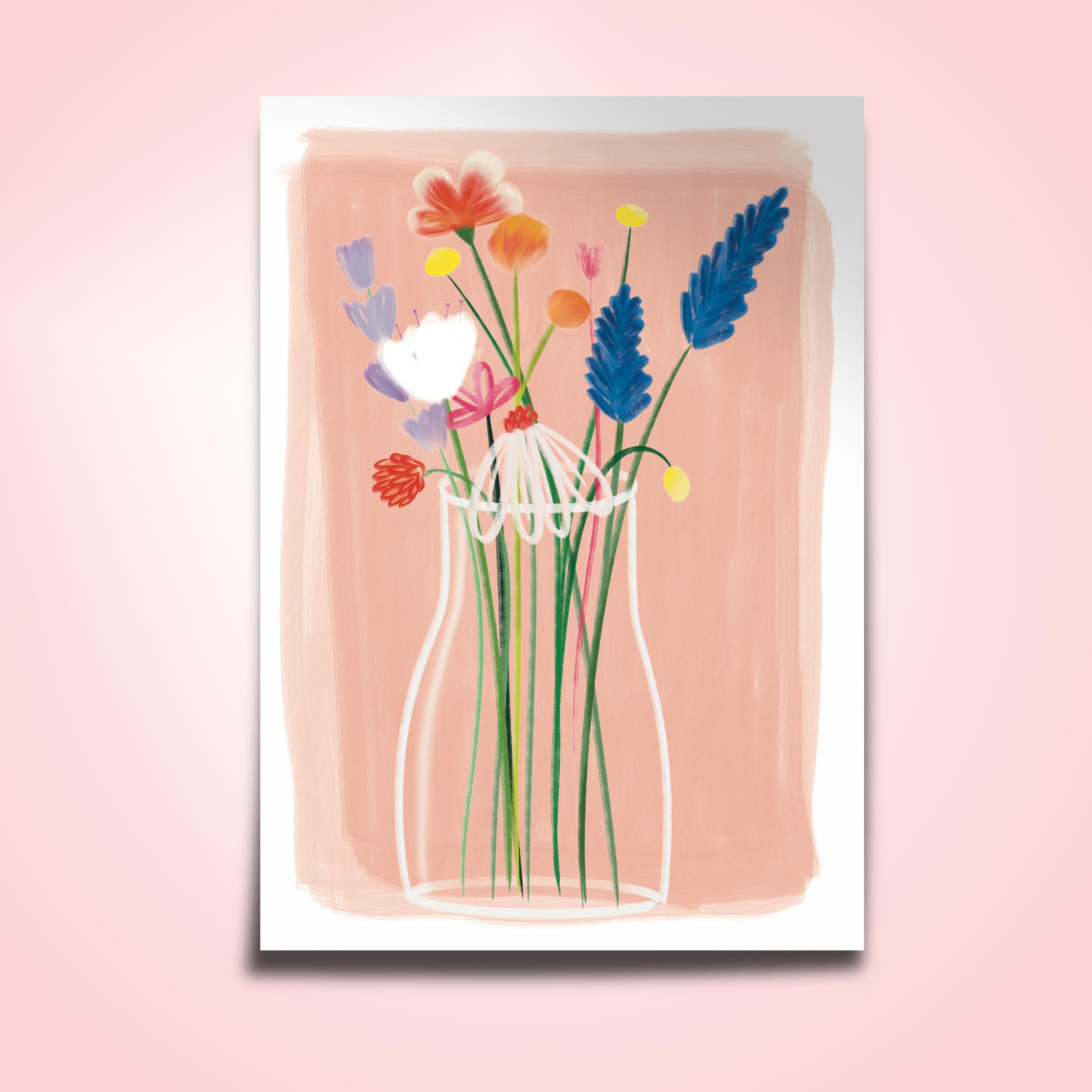 TheIllustrationary Flowers in vase Poster