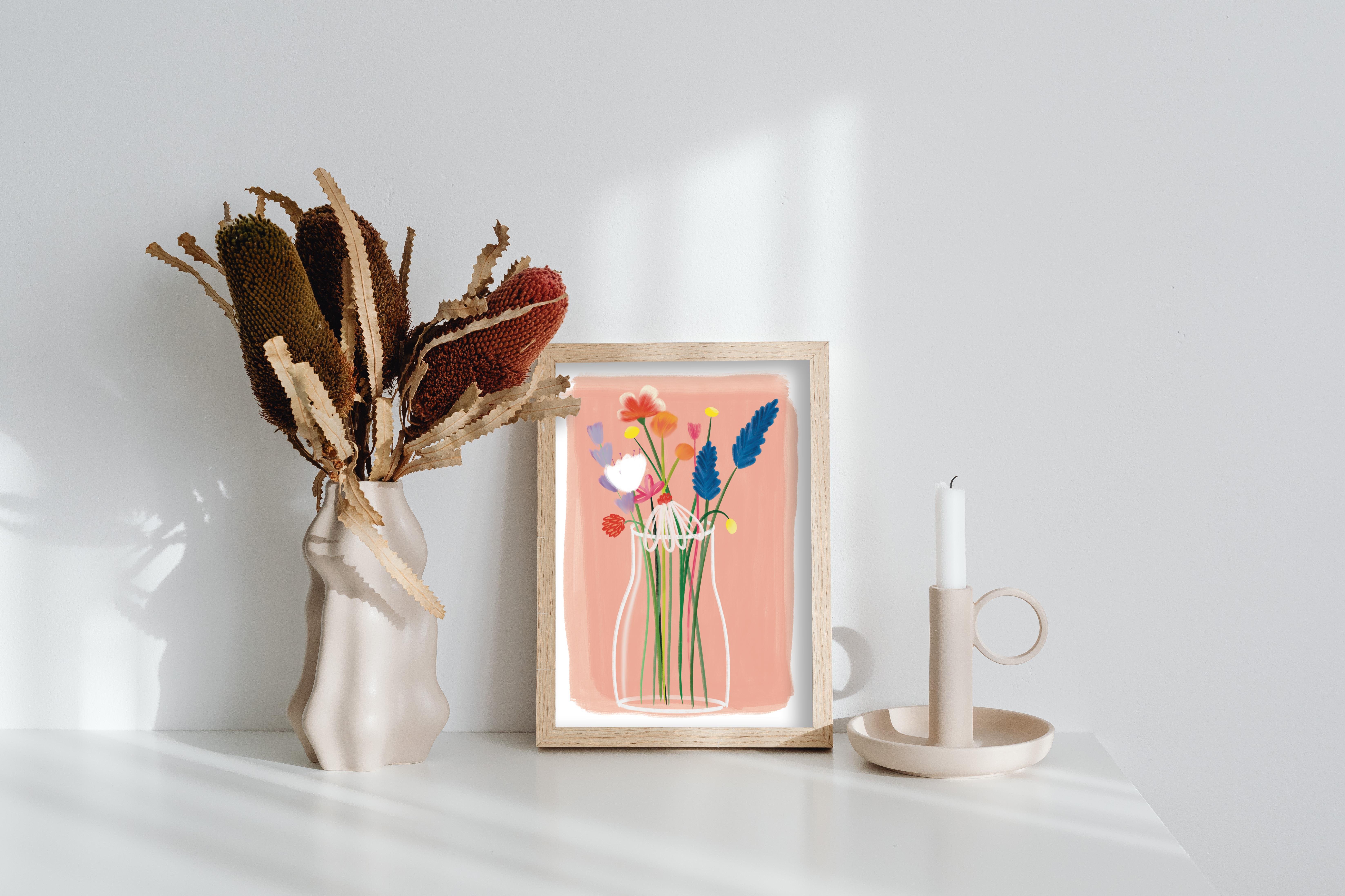TheIllustrationary Flowers in vase Poster