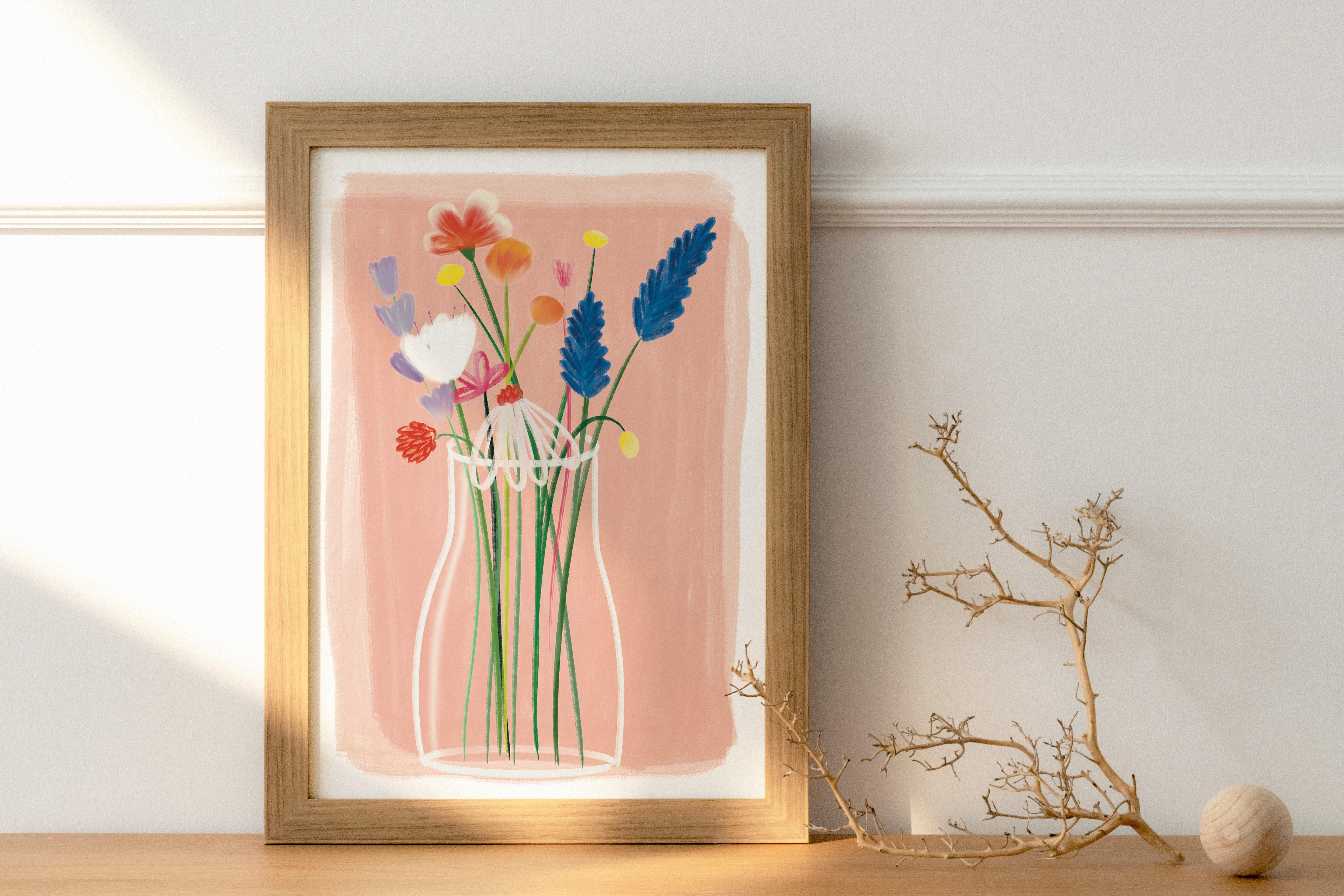TheIllustrationary Flowers in vase Poster