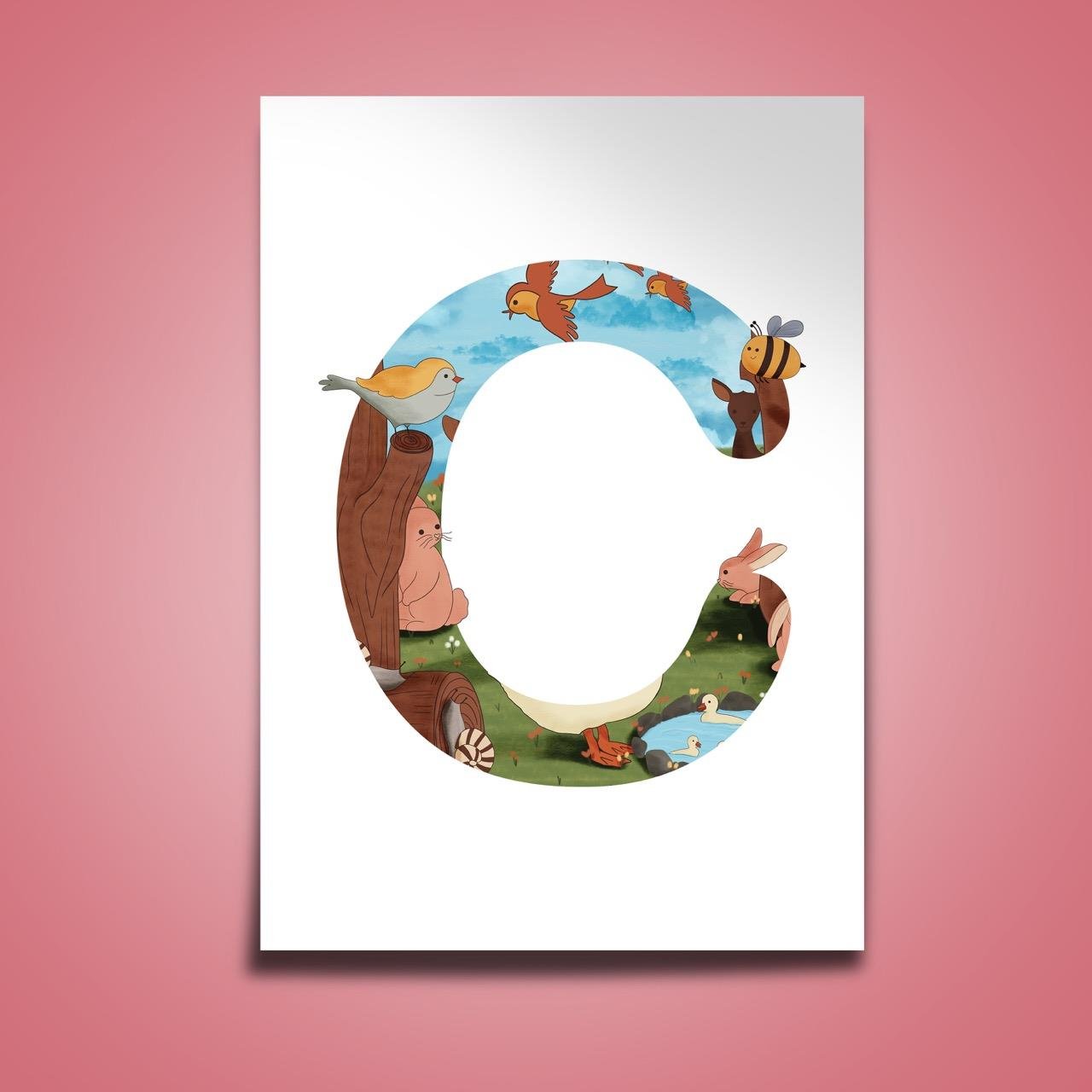 TheIllustrationary Forest Harf Poster- Kendi harfinizi seçebilirsiniz!
