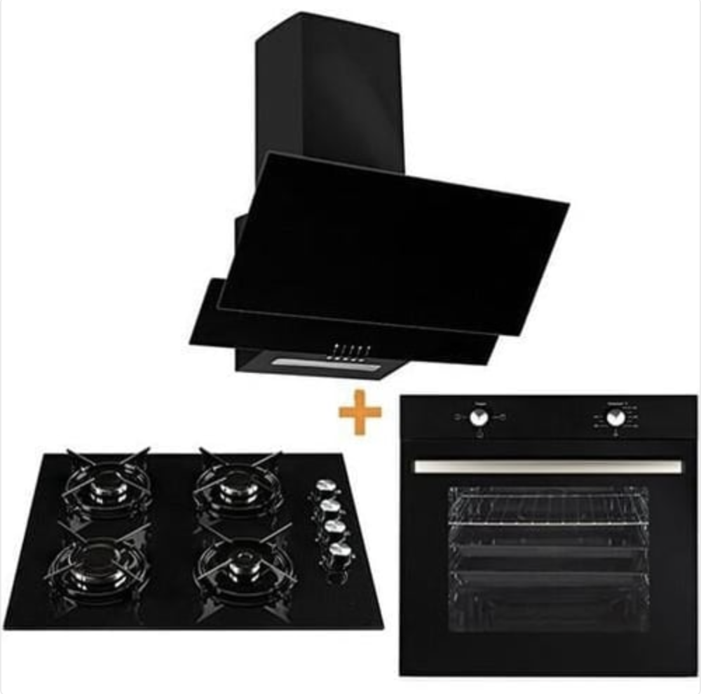 Alpina Siyah Statik Cam Ankastre Set (GLS640BL + MFA604MBL + F17/60)