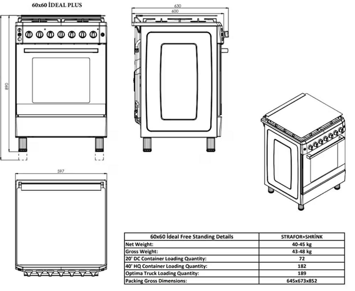 GL General GLF 6040RK 60 CM Kuzine Rustik Krem Fırın