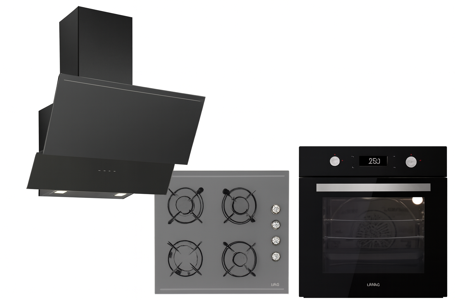 LUND Siyah Trio Dijital Ankastre Set – Davlumbaz / Ocak / Fırın