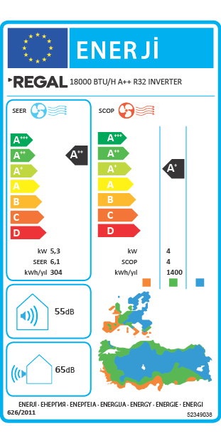 Regal 18000BTU/ H A++ R32 Inverter Duvar Tipi Klima