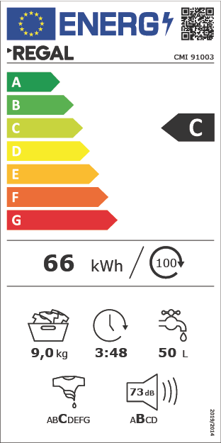 Regal CMI 91003 1000 Devir 9 kg Beyaz Çamaşır Makinesi
