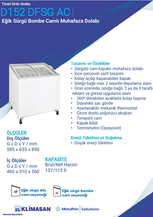 Şenocak D152 DFSG AC Sürgülü Bombe Camlı Soğutucu