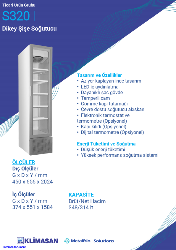 Şenocak S 320SC Ticari Tip Dikey Tek Kapılı Şişe Soğutucu 