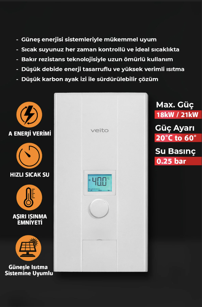 Veito Blue S 3 Faz 21 KW Merkezi Sistem Ani Su Isıtıcı