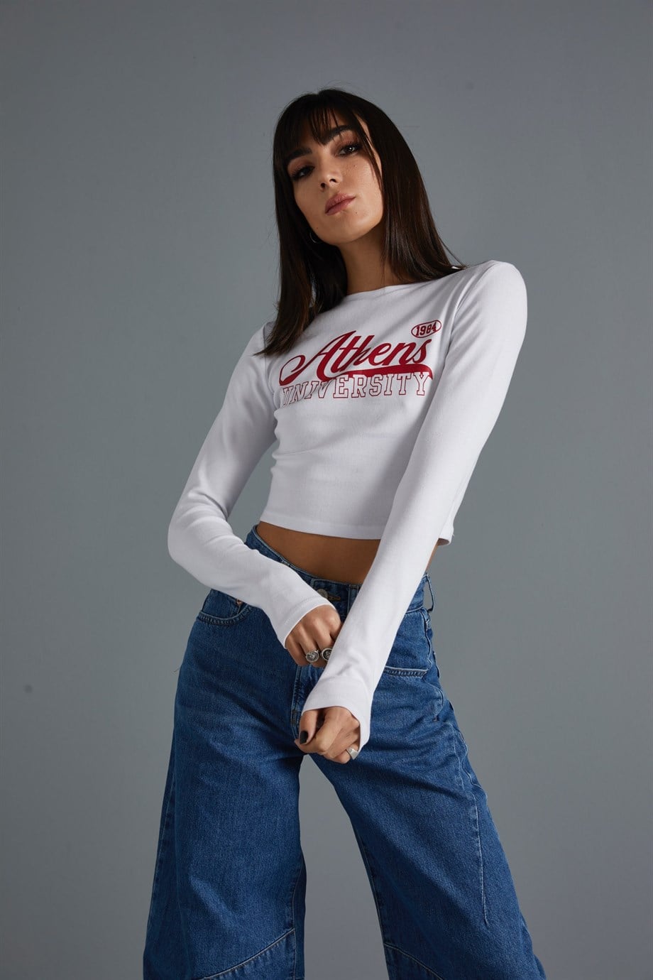 Athens Yazılı Uzun Kollu T-Shirt 