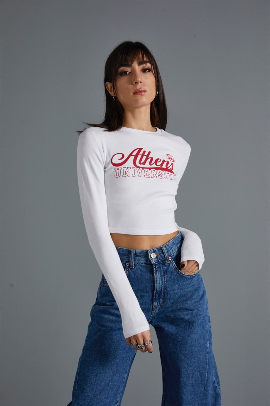 Athens Yazılı Uzun Kollu T-Shirt 
