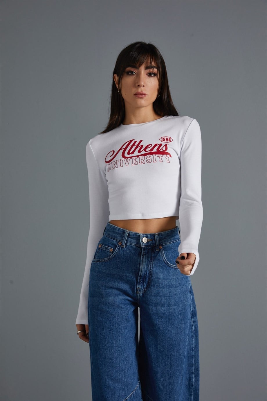Athens Yazılı Uzun Kollu T-Shirt 