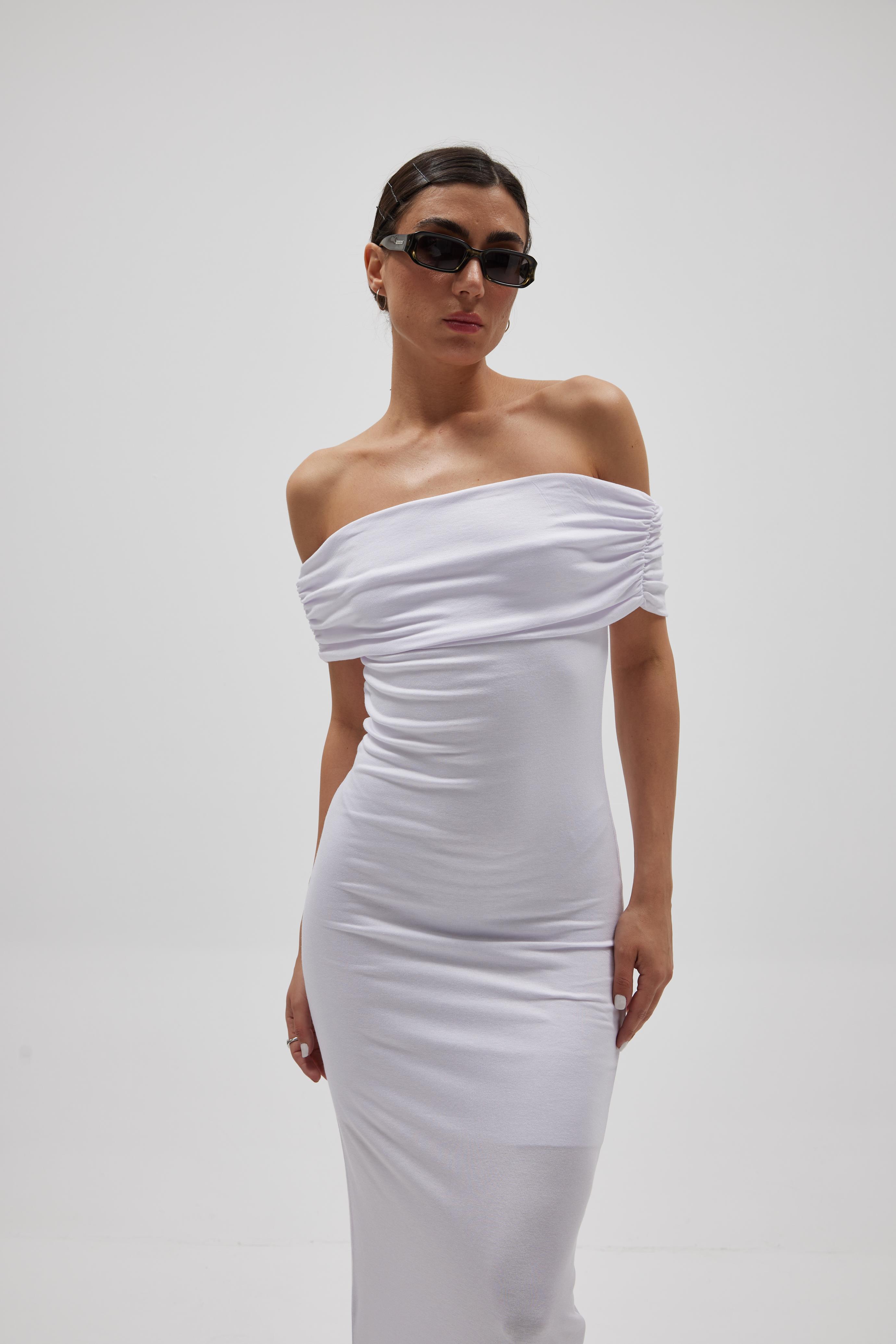 Beyaz Madonna Maxi Elbise