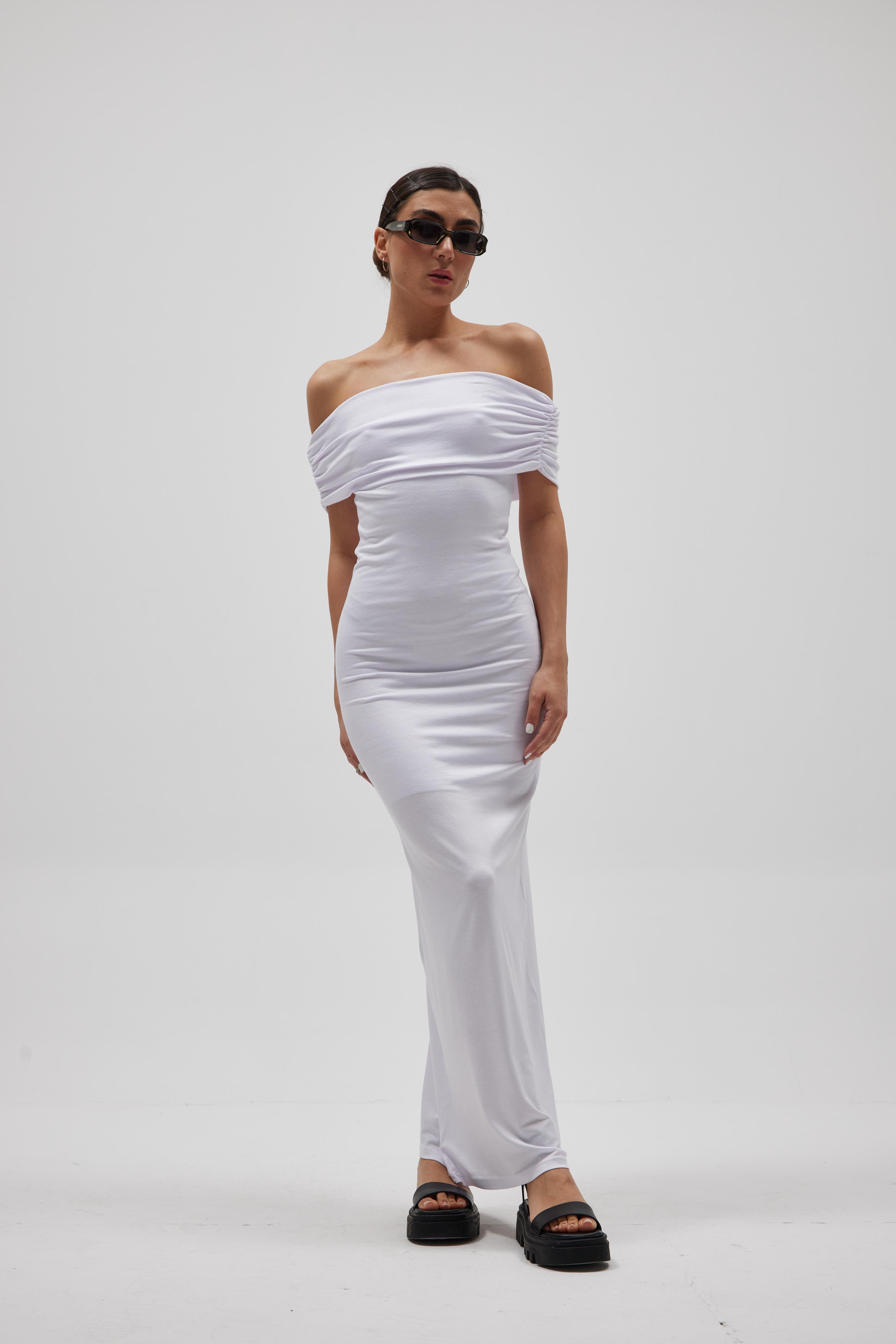 Beyaz Madonna Maxi Elbise
