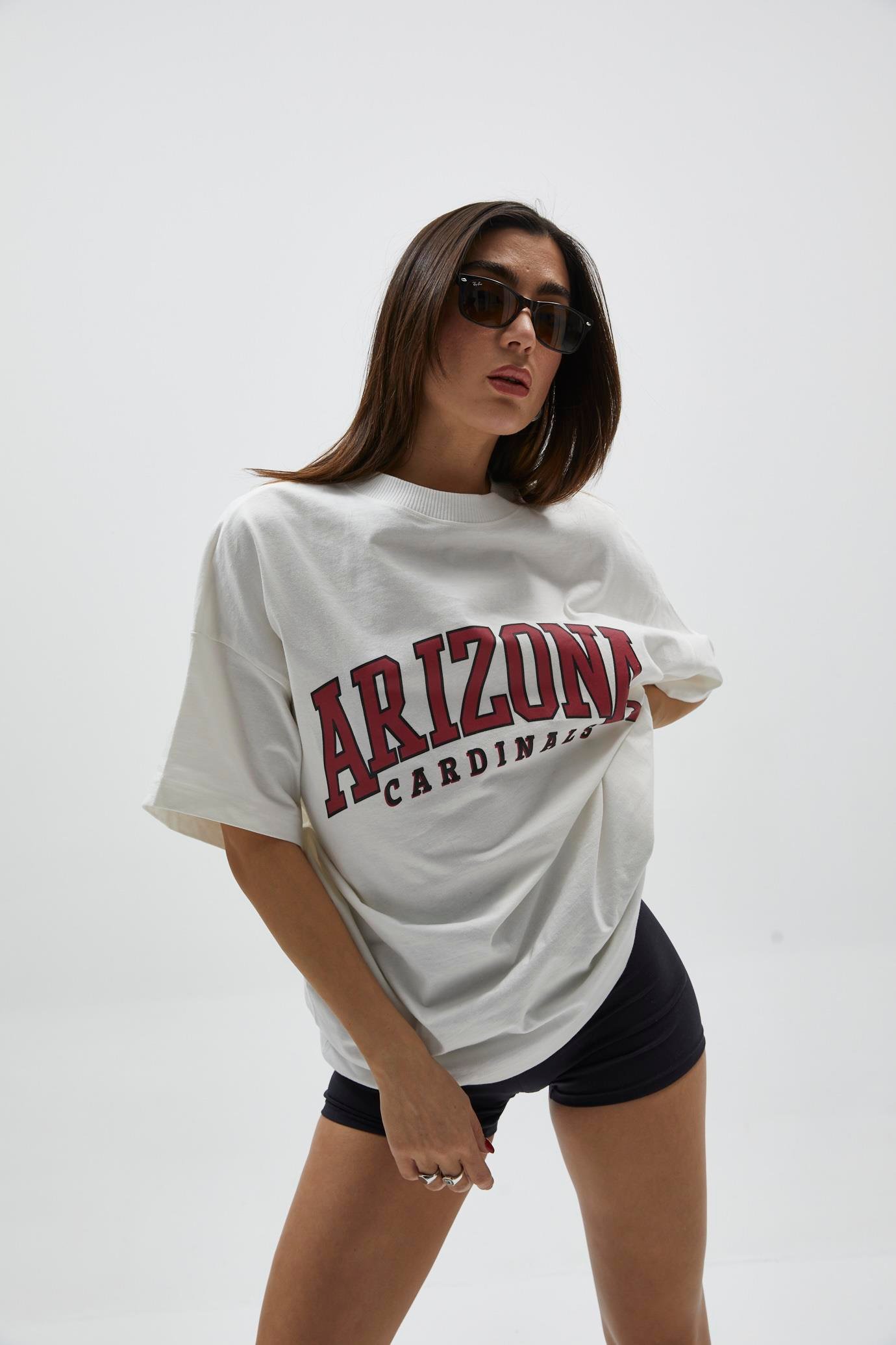 Beyaz Yazılı Oversize T-Shirt