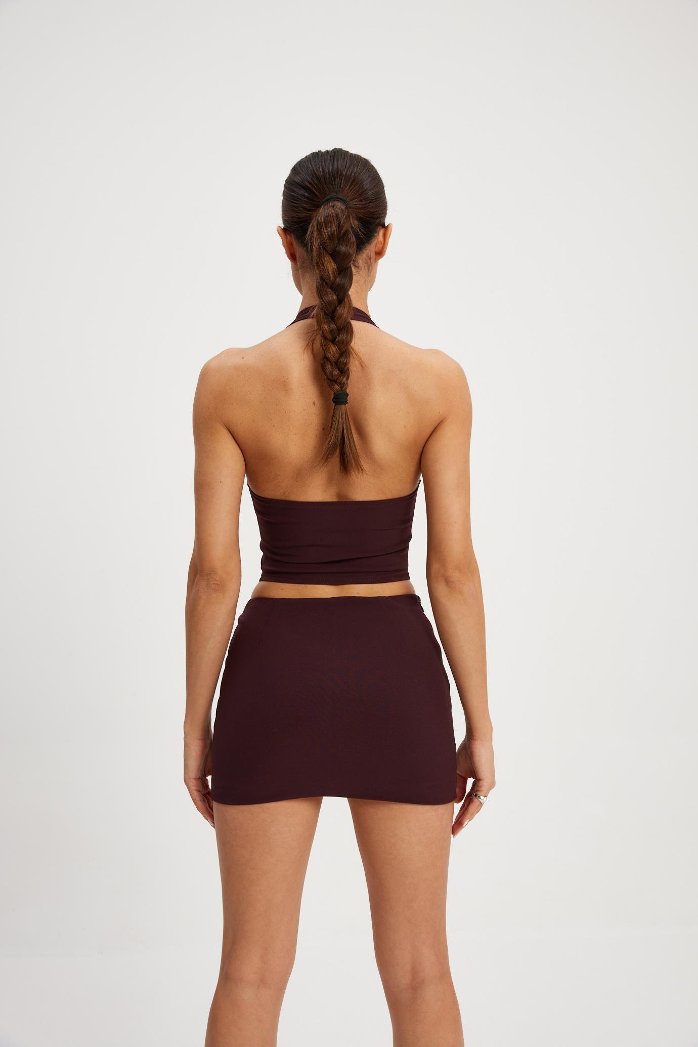 Bordo Fermualı Korse Bluz