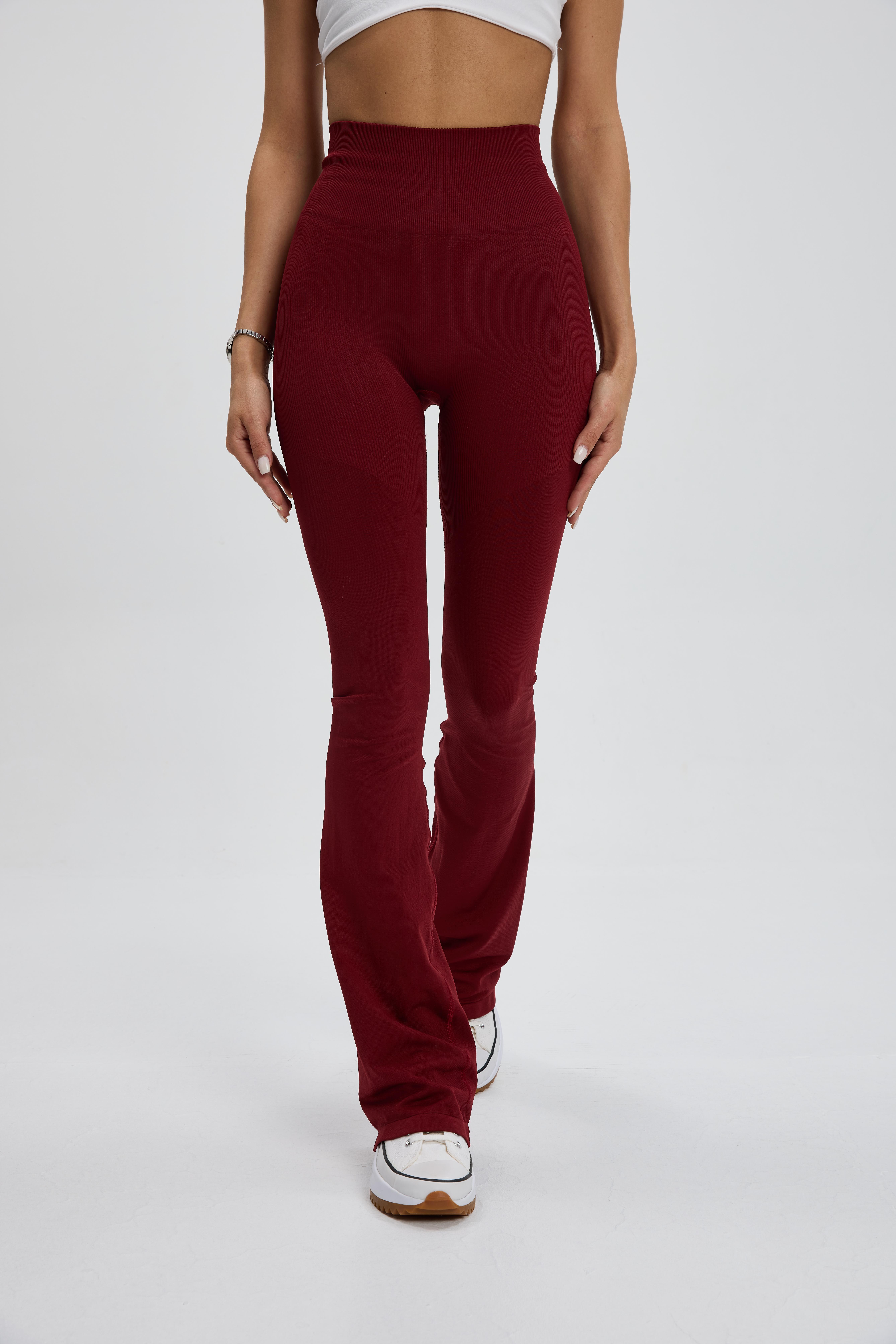 Bordo Push Up İspanyol Paça Tayt