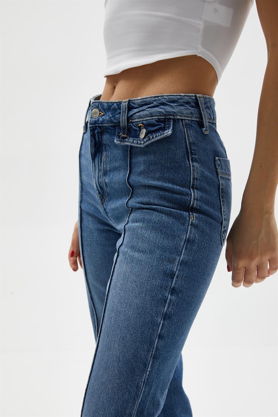 Dikiş Detaylı İspanyol Paça Jean