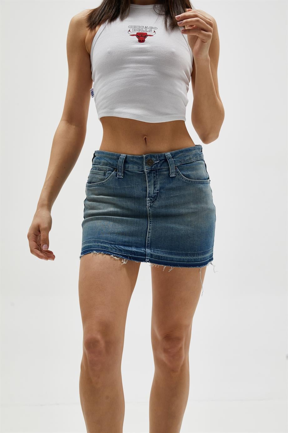 Düşük Bel Denim Etek