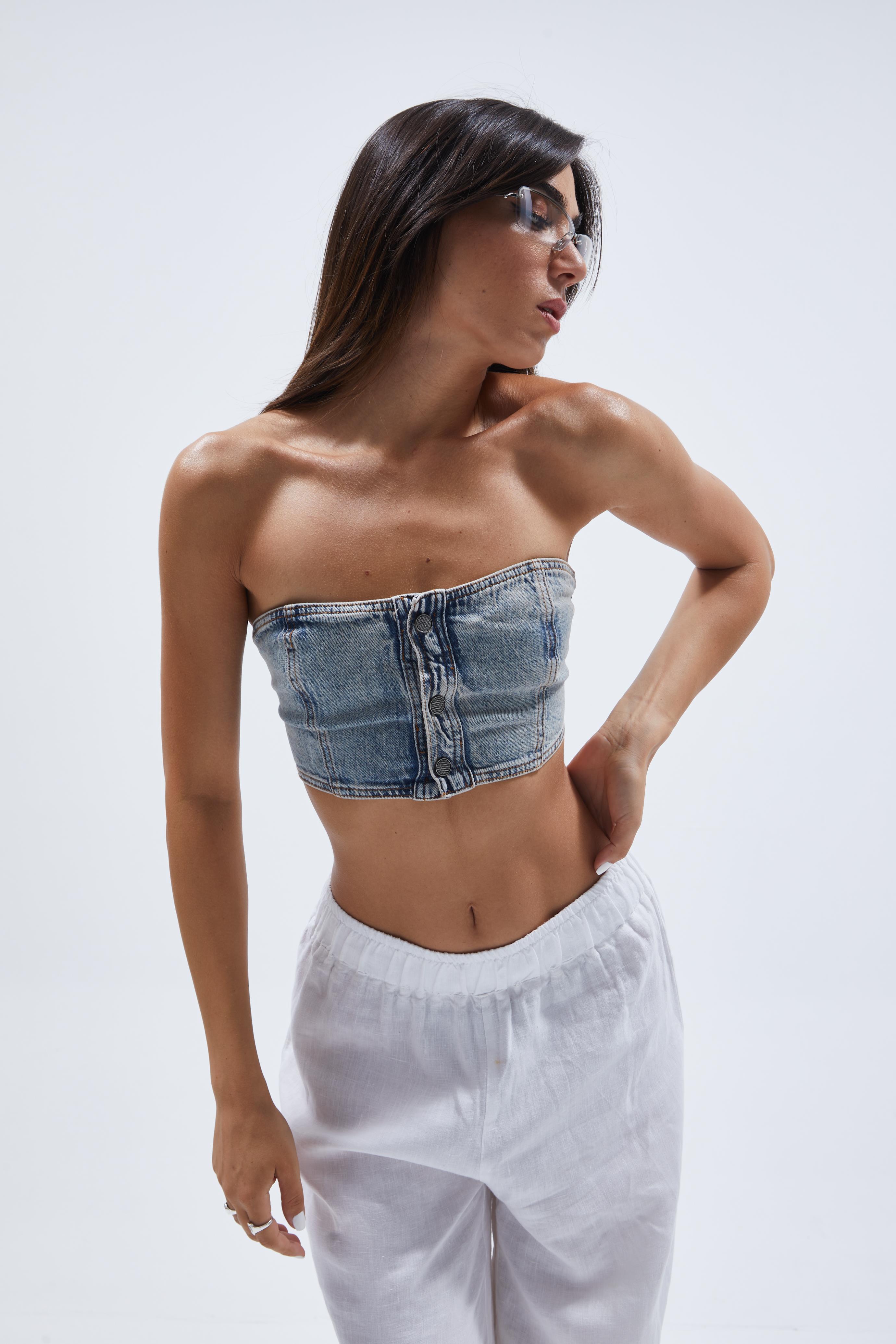 Eskitme Denim Top 