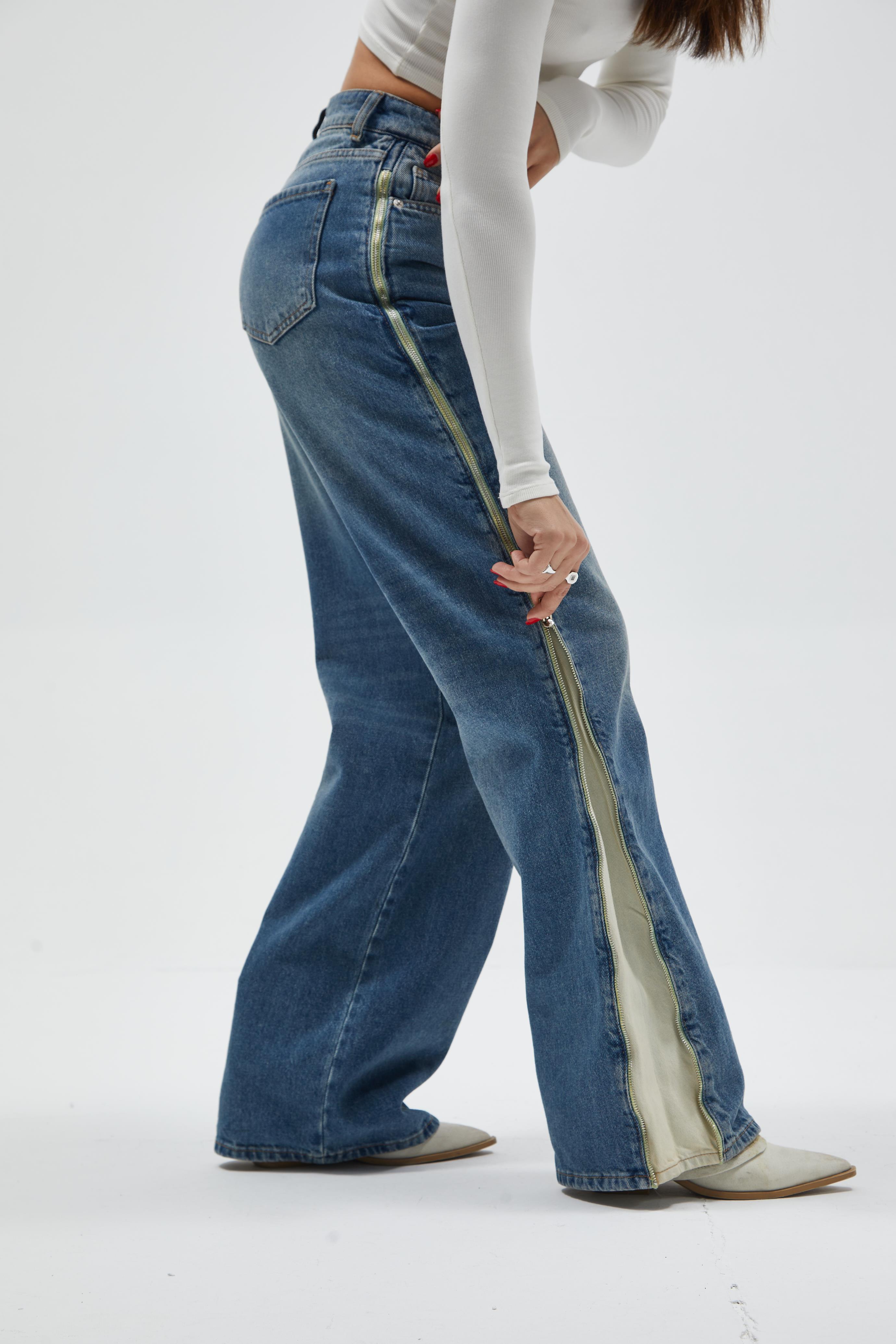 Fermuar Detaylı Jean
