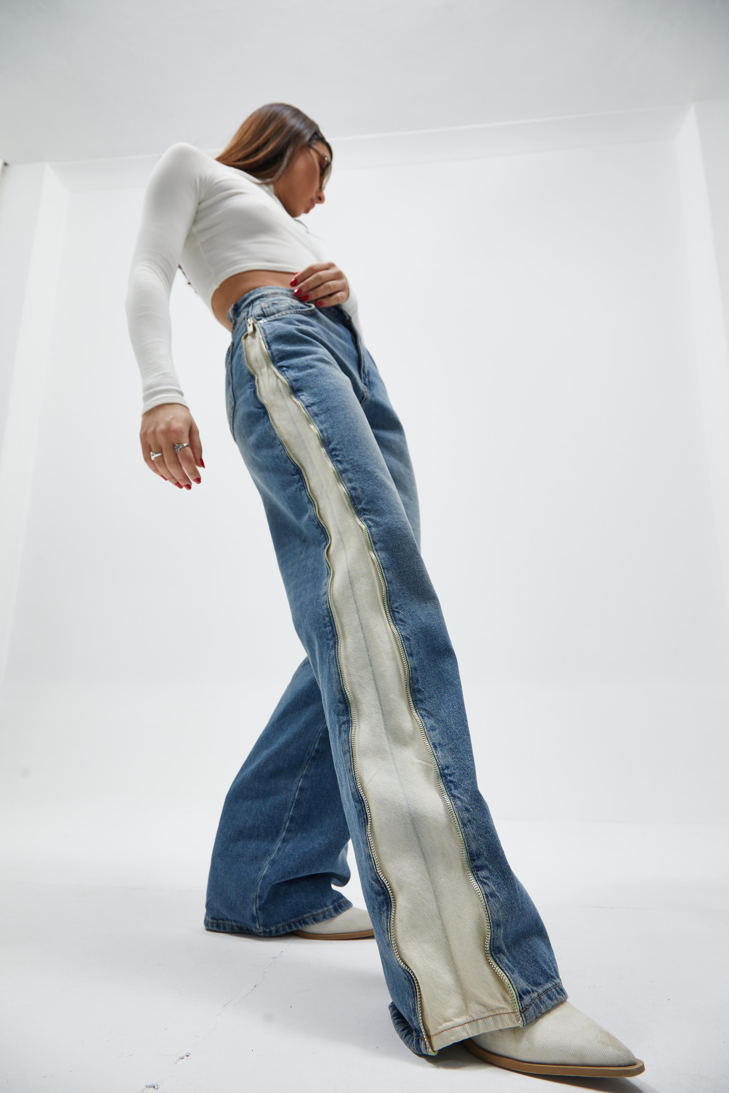 Fermuar Detaylı Jean