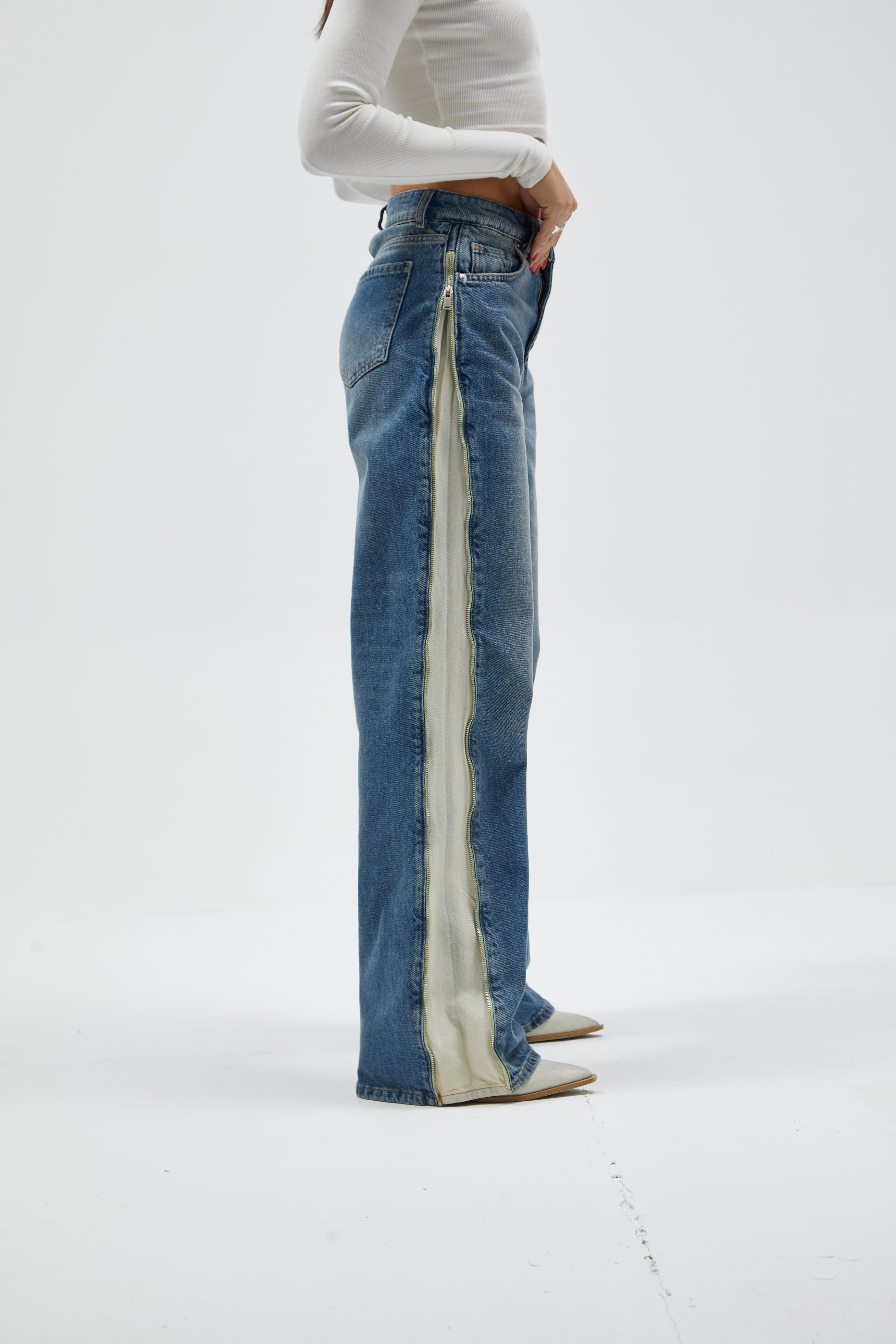 Fermuar Detaylı Jean