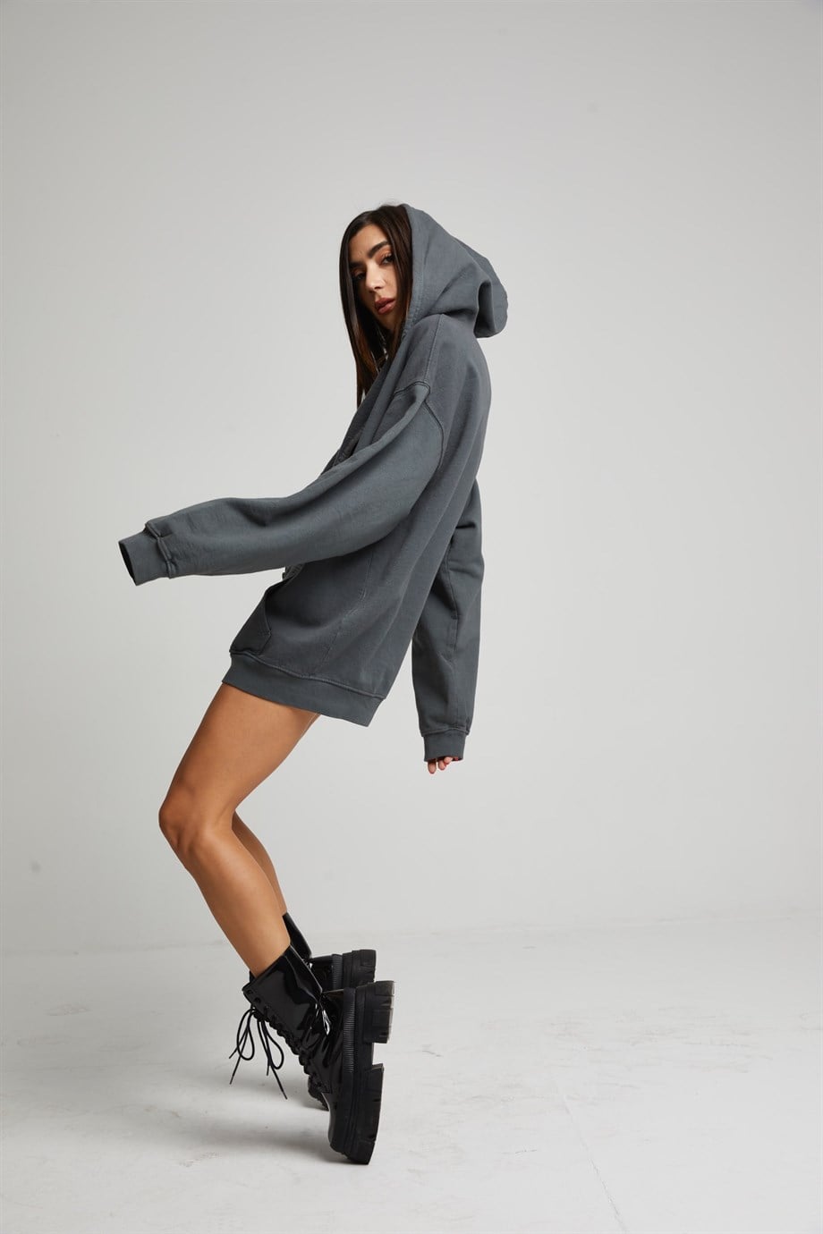 Fermuarlı Antrasit Sweatshirt