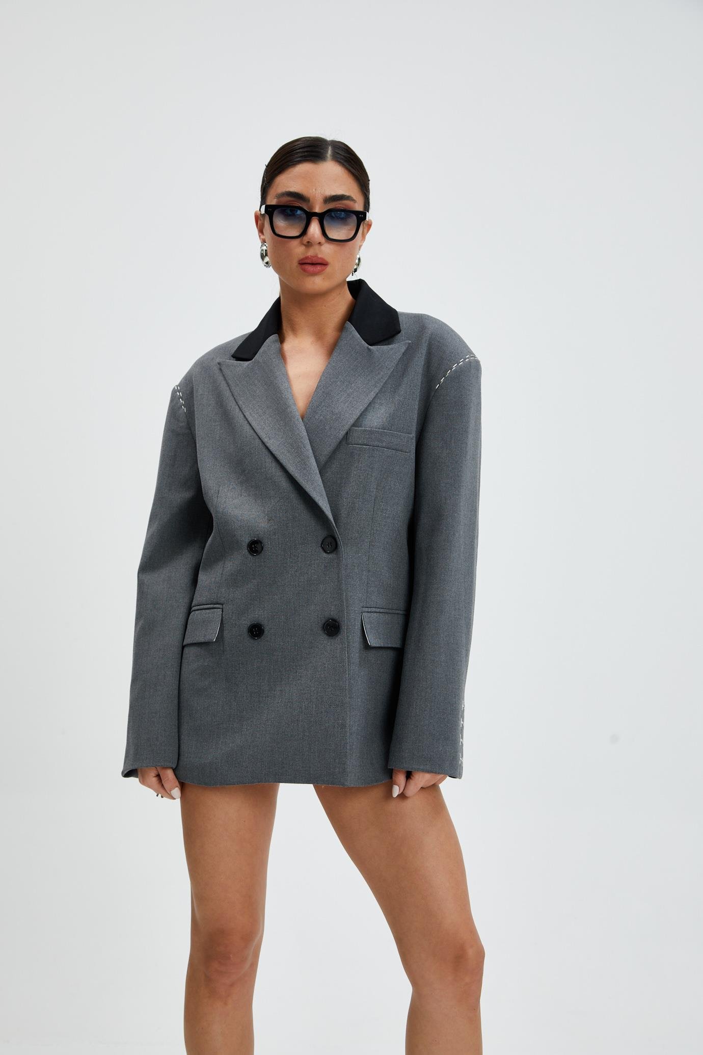 Gri Blazer Ceket 