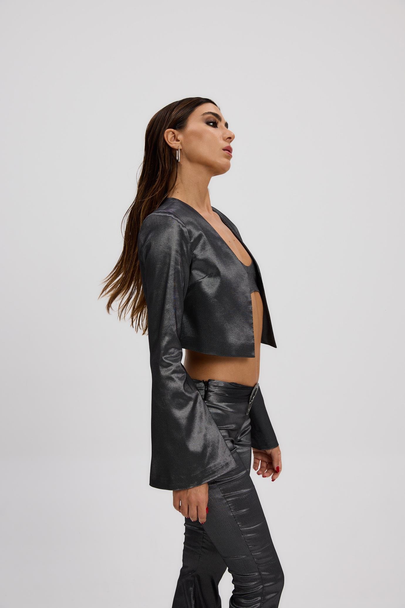 Gri Vatkalı İspanyol Kol Ceket