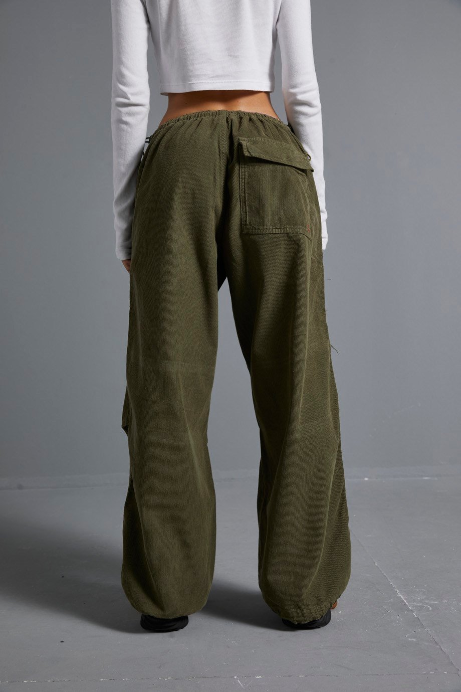 Haki Kadife Baggy Pantolon
