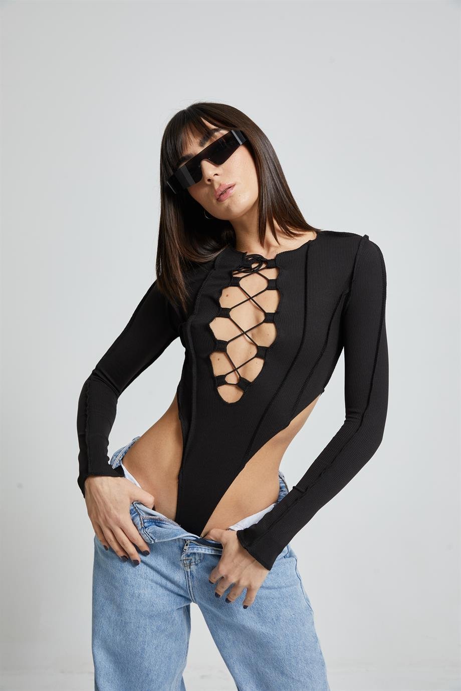 İp Detaylı Bodysuit