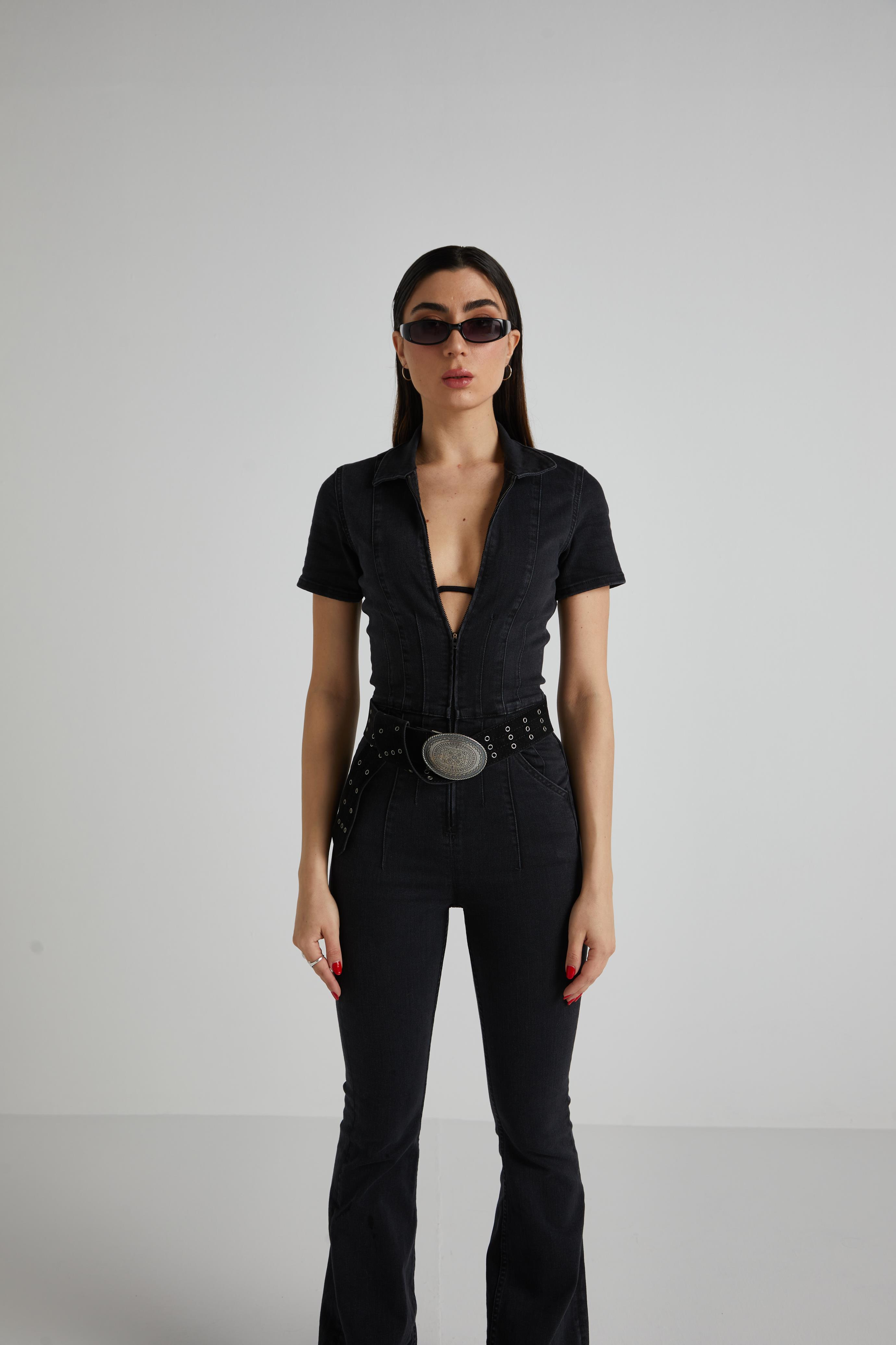 İspanyol Paça Denim Tulum