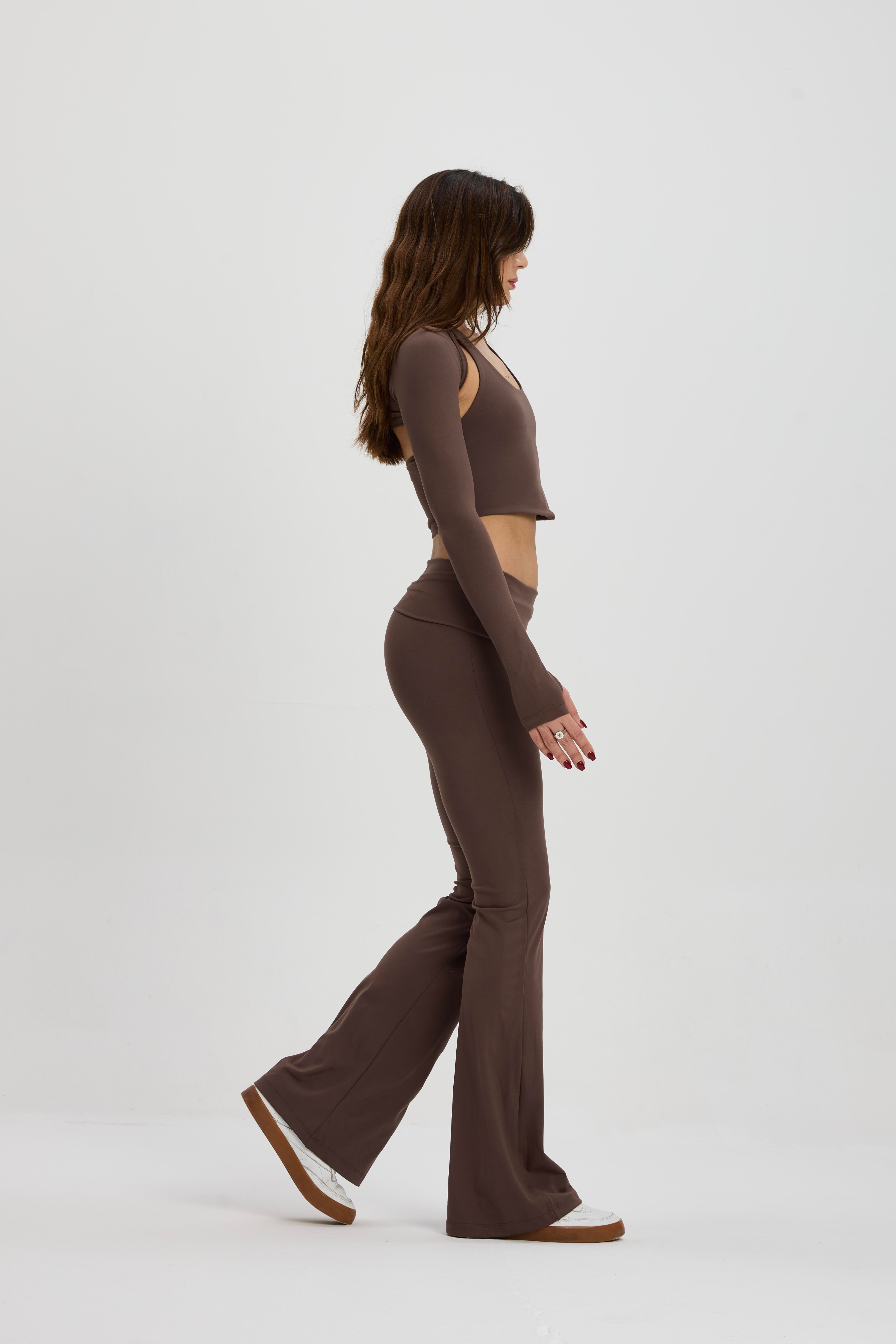 Kahve İspanyol Paça Pantolon 