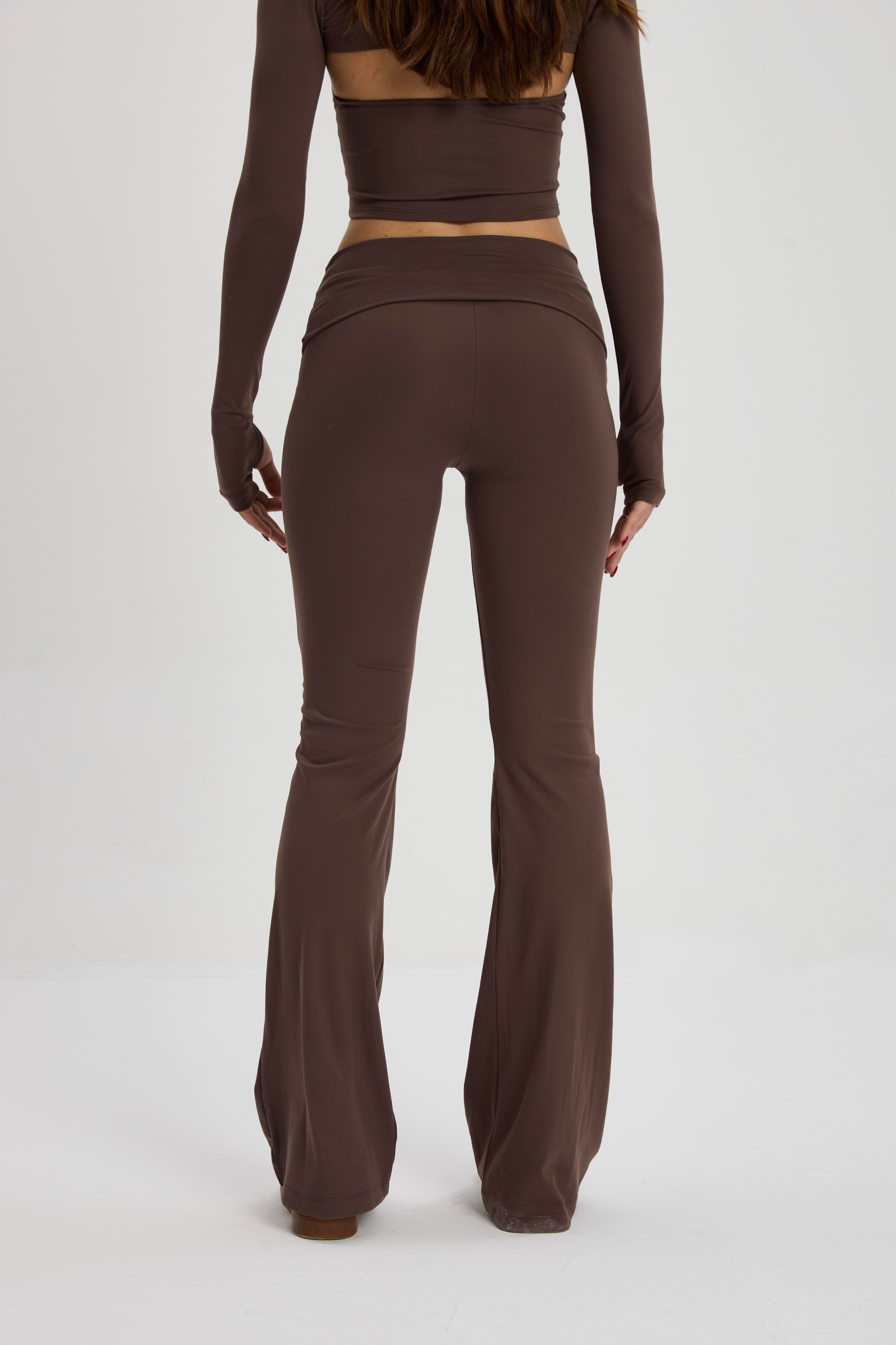 Kahve İspanyol Paça Pantolon 