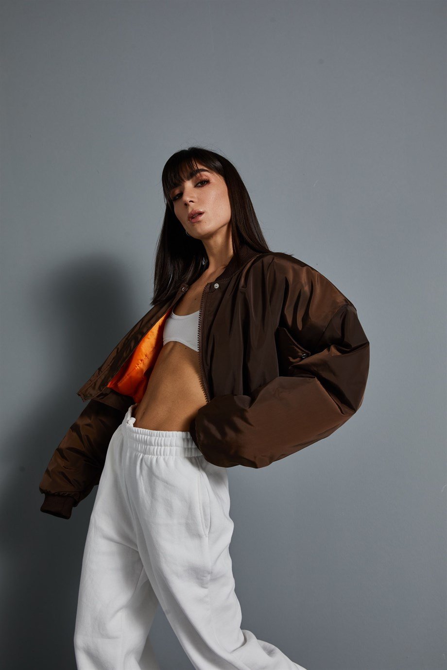 Kahve Oversize Bomber Mont