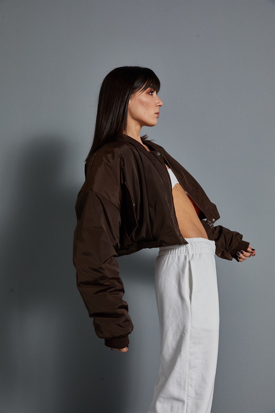 Kahve Oversize Bomber Mont