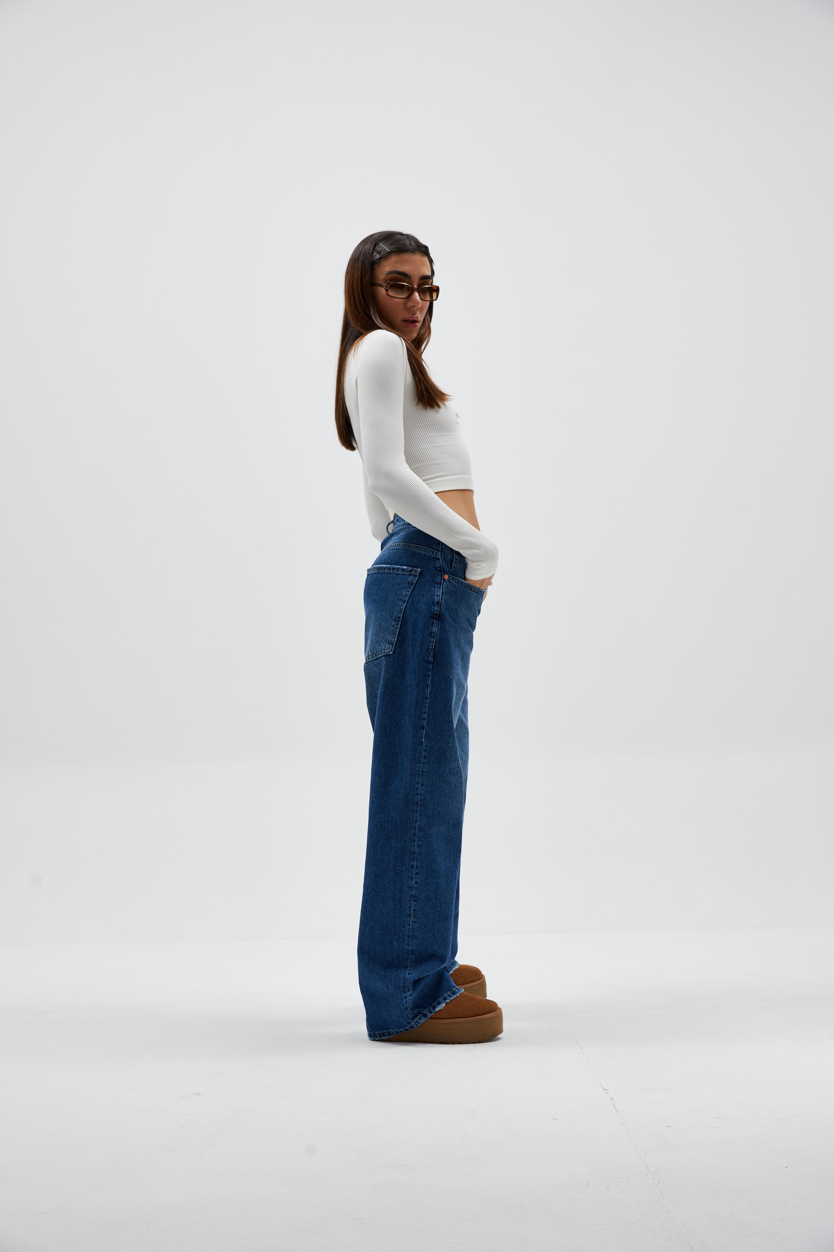 Koyu Mavi Baggy Jean