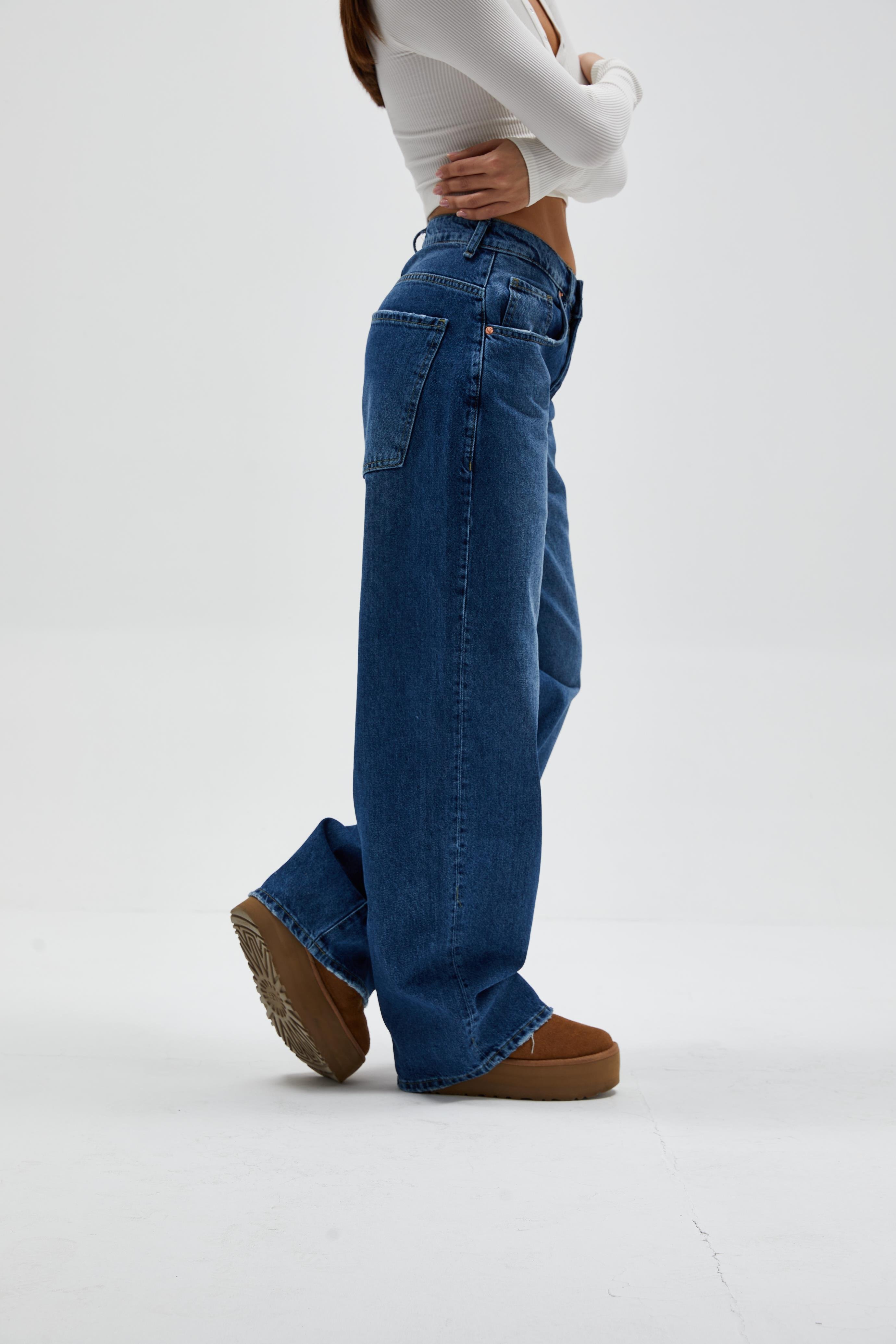 Koyu Mavi Baggy Jean