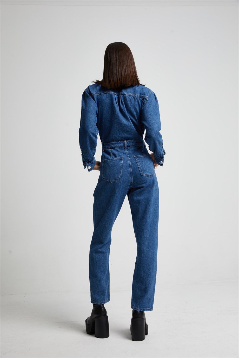 Koyu Mavi Denim Tulum