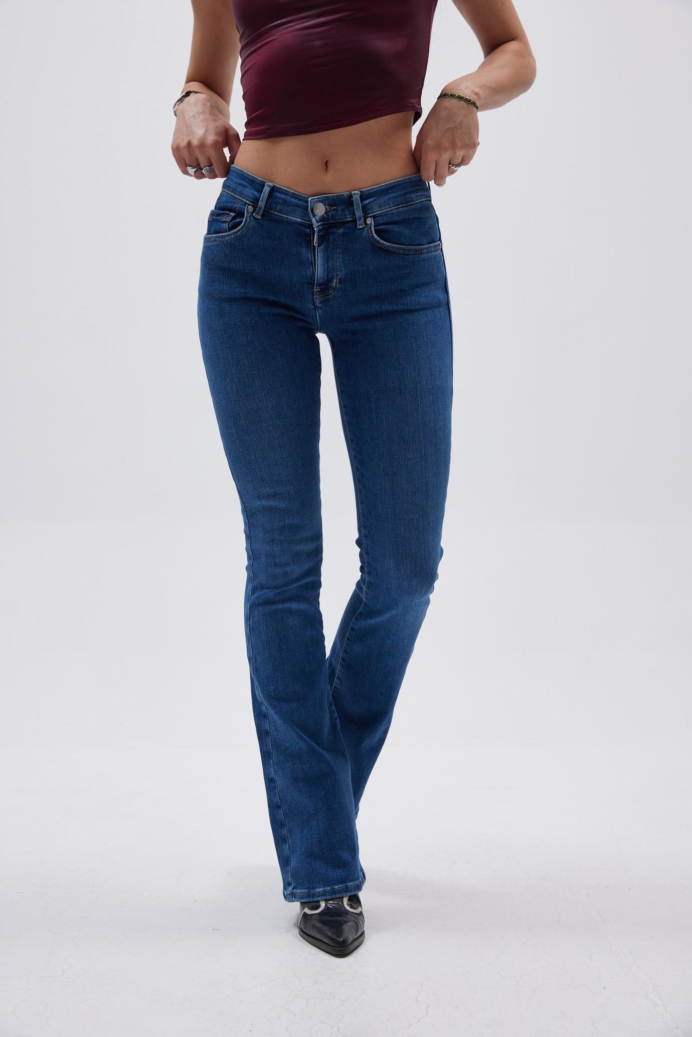 Koyu Mavi Flare Fit Jean 