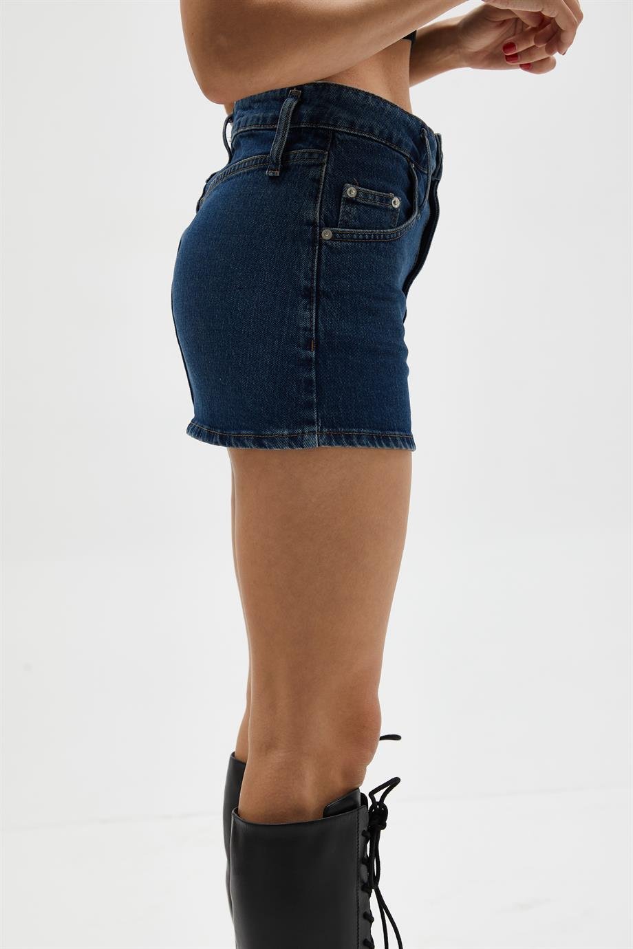 Koyu Mavi Mini Denim Etek